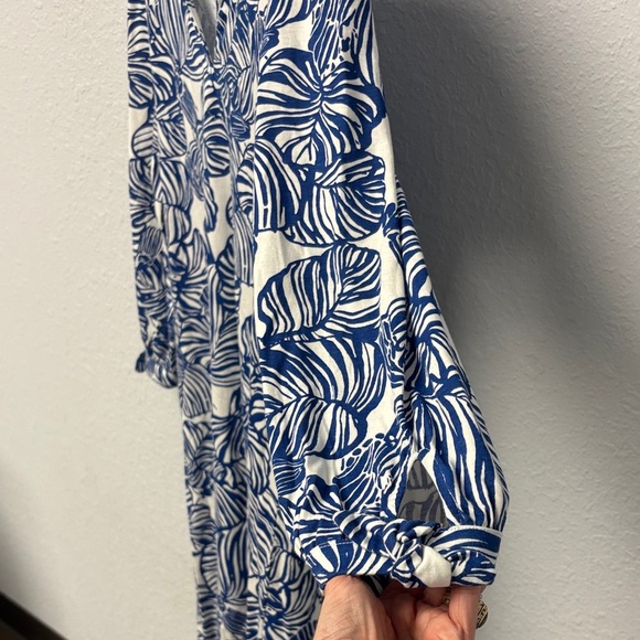 NWT Lilly Pulitzer Sz S Aegean Navy Beach Path Cath Dress Easy Fit 3/4 Sleeves - Picture 7 of 11